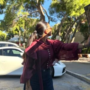 Crimson Ruffle Blouse - Image 1