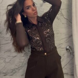 Embellished Sheer Bodysuit - Image 1