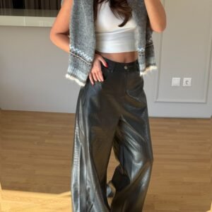 Wide-Leg Faux Leather Pants - Image 1