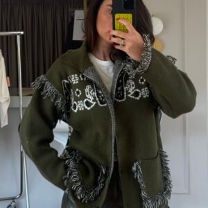 Paisley Fringe Knit Cardigan - Image 1