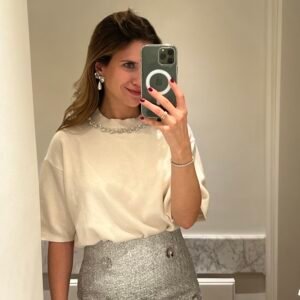 Embellished Knit Short-Sleeve Top - Image 1