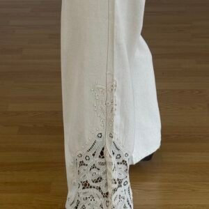 Lace Hem Wide-Leg Pants - Image 2
