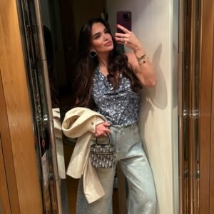 Crystal Wide Leg Denim Jeans - Image 4