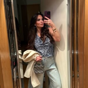 Crystal Wide Leg Denim Jeans - Image 3