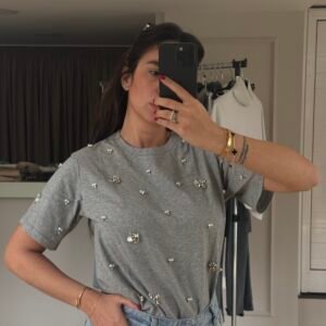 Crystal Embellished Cotton Tee - Image 1