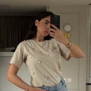 Crystal Embellished Cotton Tee - Image 3