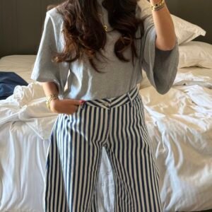 Nautical Stripe Wide Leg Denim - Image 3