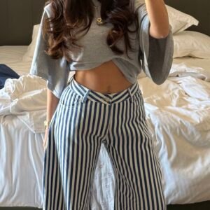 Nautical Stripe Wide Leg Denim - Image 1