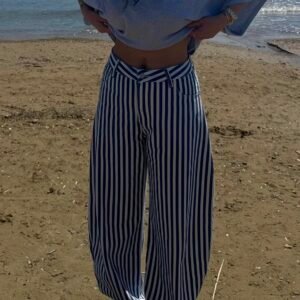 Nautical Stripe Wide Leg Denim - Image 1