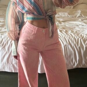 Blush Embroidered Denim Pants - Image 3