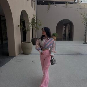 Blush Embroidered Denim Pants - Image 6