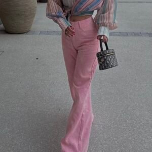 Blush Embroidered Denim Pants - Image 5