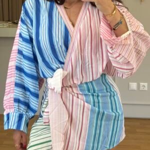 Sorbet Wrap Striped Dress - Image 7