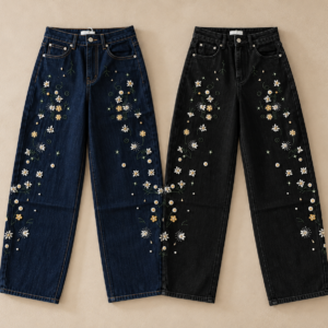 Daisy Embroidered Jeans - Image 1