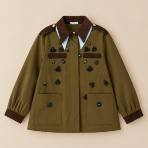 Olive Embellished Utility Jacket - Image 1