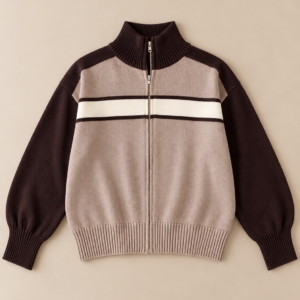 The Retro Stripe Zip Cardigan - Image 1